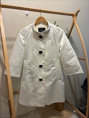 Club Monaco Cream Trench Coat with Black Buttons